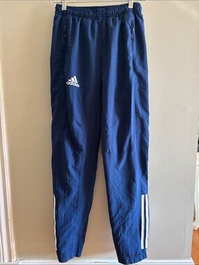 adidas Navy Blue Athletic Joggers with Classic 3-Stripes S